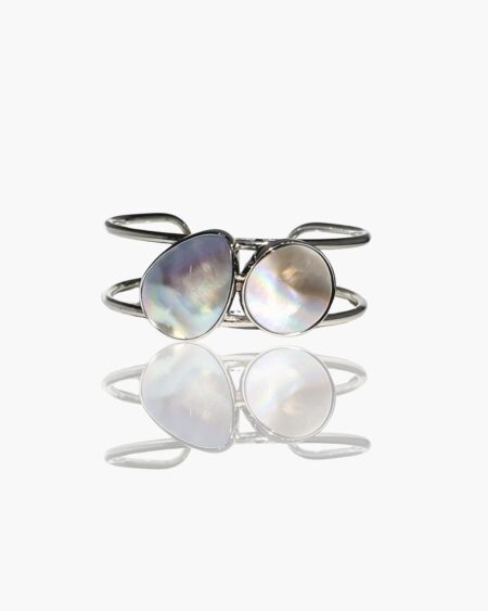 Irregular Double Mabe Pearl Two-Lines Bangle