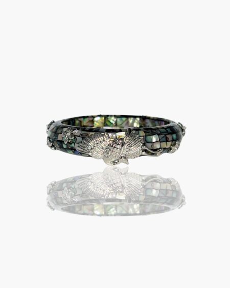 Crane Carved Abalone Jigsaw Puzzle Bangle