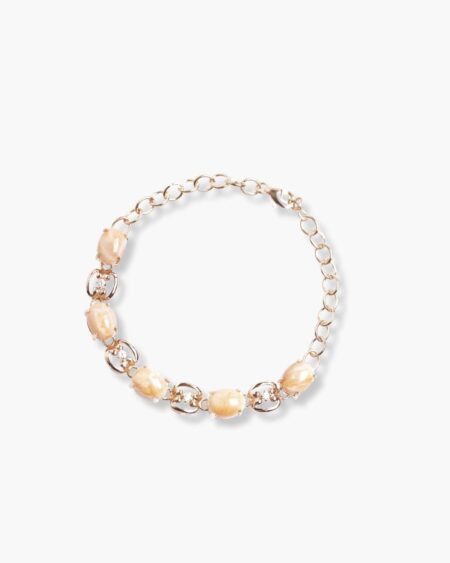Rose Gold Oval Cabochon Simple Filigree Bracelet