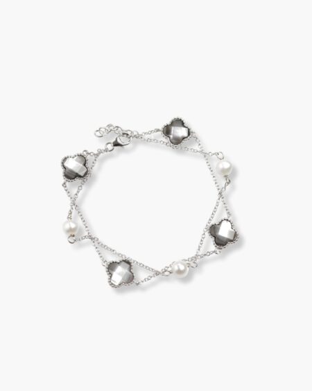 Facet Cut Clover Double Chain Bracelet