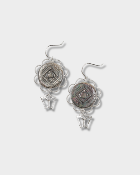 Silver Flower Design Earrings
