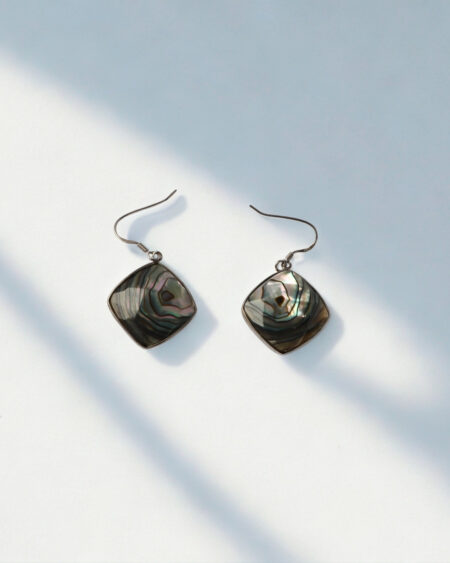 Sterling Silver Faceted Square Hook Earrings