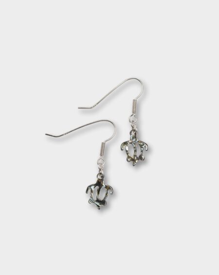 Ocean Turtle Silver Earrings With Hook