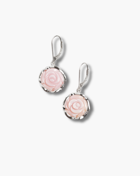 Simple Pink Rose Carved Earrings