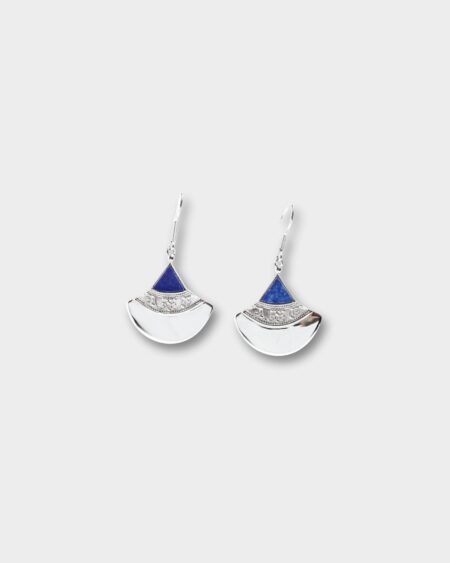 Lapis Silver Pattern Earrings With Hook