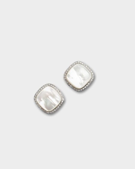 Huge Cushion Shaped Silver Earrings