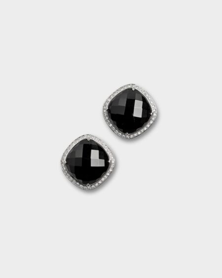 Huge Faceted Cushion Silver Earrings