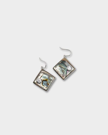 Silver Square Shaped Earrings With Hooks