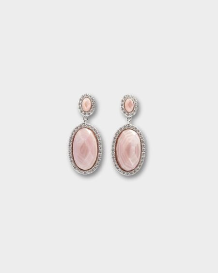 Silver Faceted Oval Stud Earrings