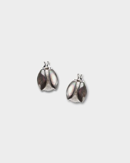 Silver Ladybugs Stud Earrings