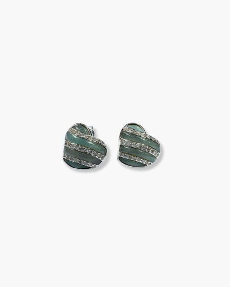 Heart Stud Earrings with Cubic Zirconia