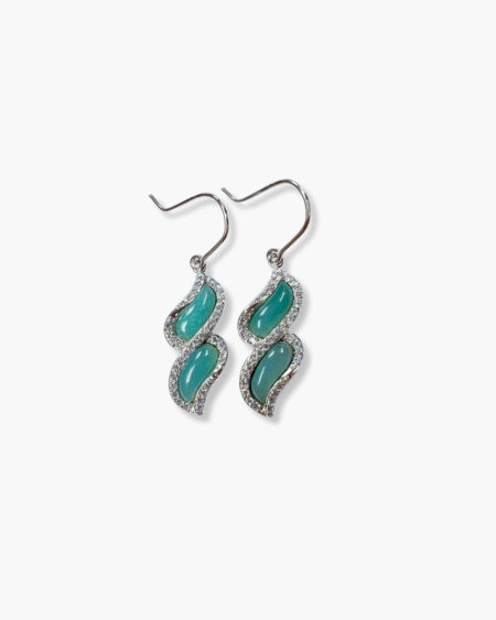 Amazonite Hook Earrings with Cubic Zirconia