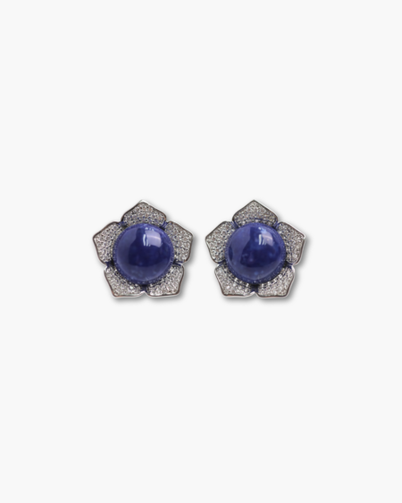 Huge Round Stone Flower Earrings