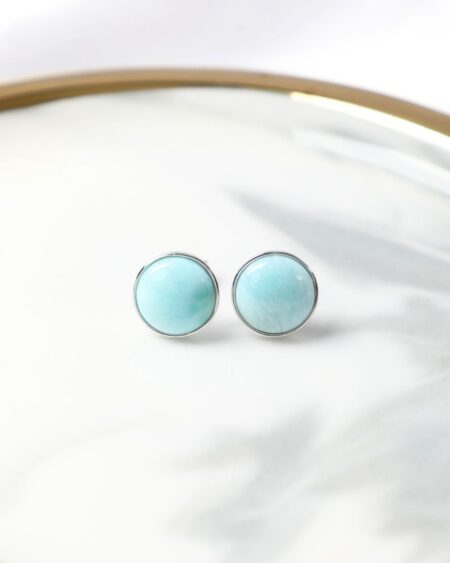 Round Larimar Earrings