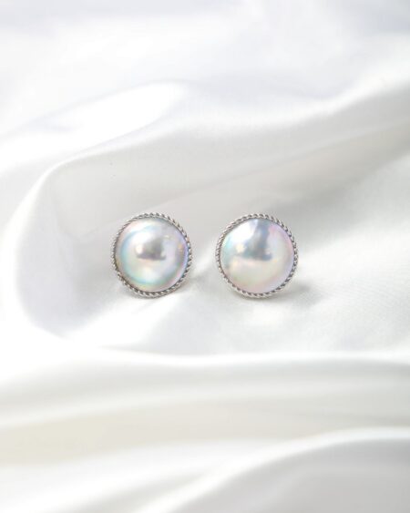 Natural Mabe Pearl Stud Earrings