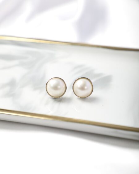 White Blister Pearl Stud Earrings