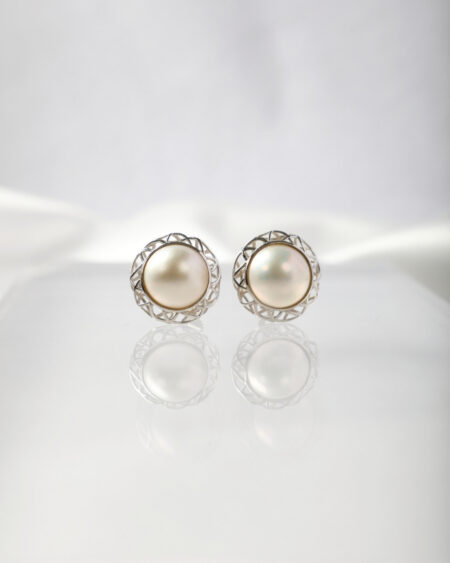 White Blister Pearl Earrings (Clip On / Studs)