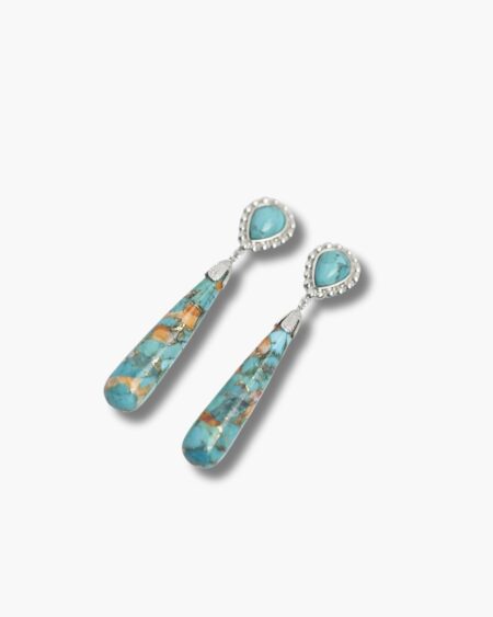 Southwestern Style Compressed Stone and Shell Earrings
