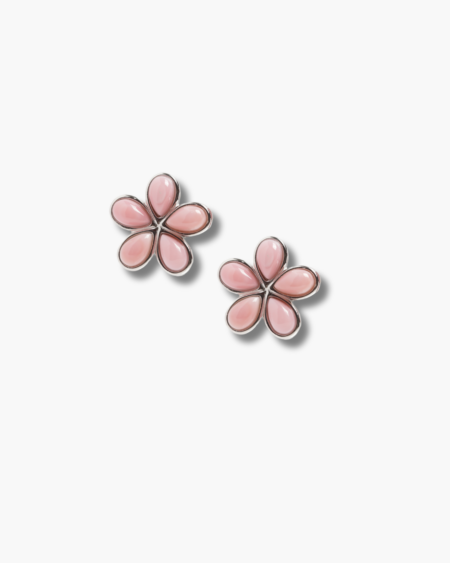 Simple Pink Flower Stud Earrings