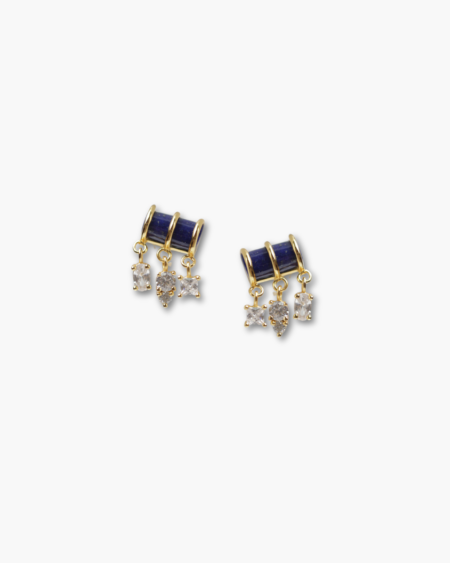 Stylish Half Cylinder And Drop With Gold Plated Earrings