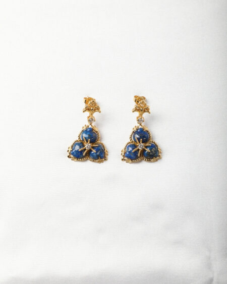Lapis Lazuli & Gold Starry Night Trio Earrings