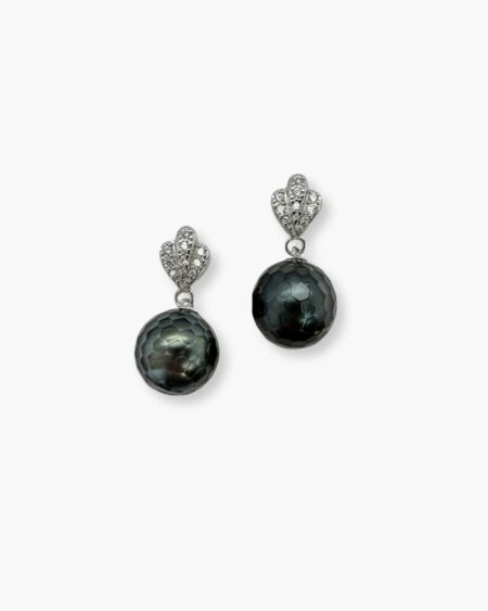 Faceted Tahitian Pearl Earrings