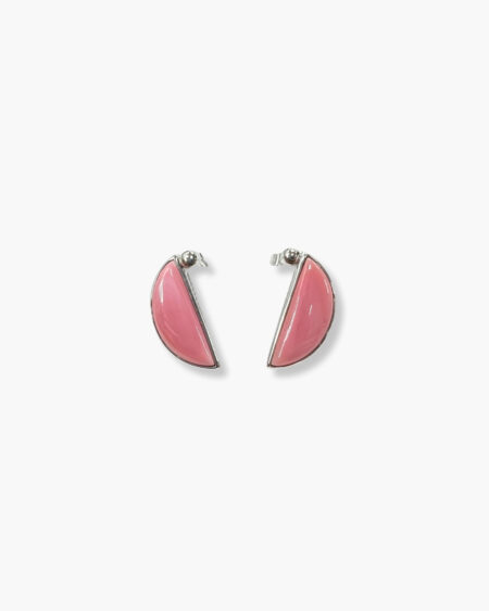 Half Disc Stud Earrings