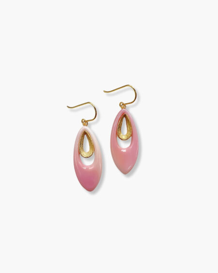 Elegant Pink Conch Shell Gold Plated Hook Earrings