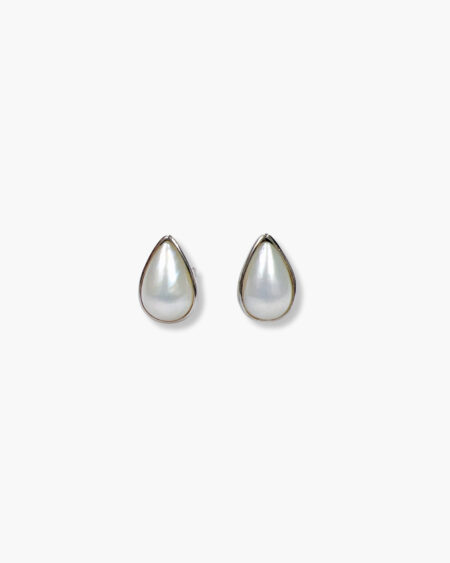 White Blister Pearl Droplet Shaped Earrings