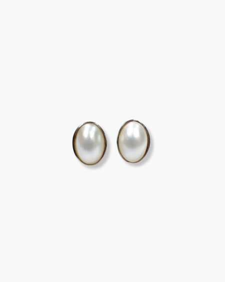Small Oval Shaped Blister Pearl Earrings