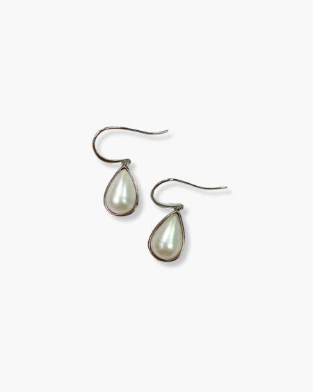 White Blister Pearl Droplet Shaped Hook Earrings