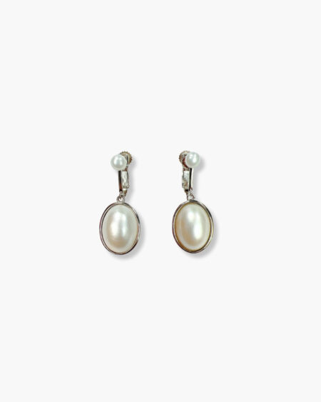 Blister Pearl Oval Shaped with Pearls Stud Earrings