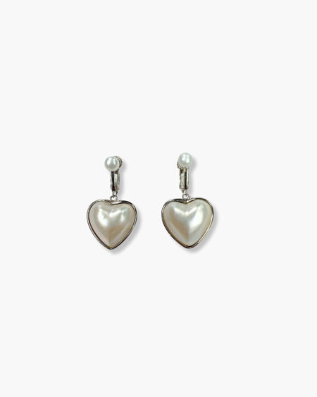 Heart Shaped White Mabe Pearl with Pearls Stud Earrings