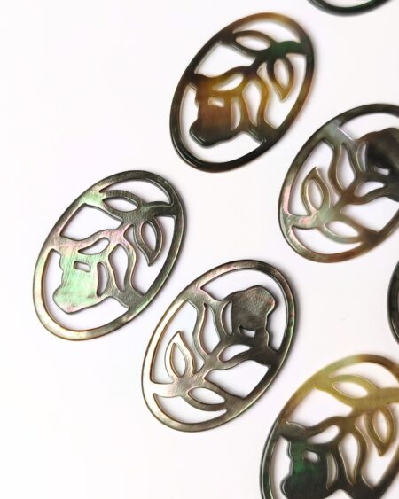 Black Mother of Pearl Flower Filigree Design