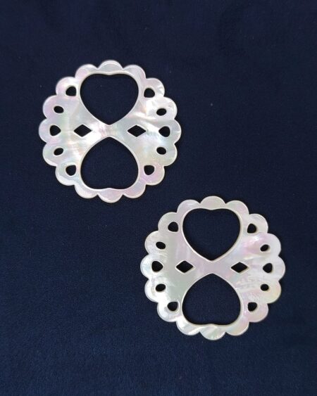 Natural White Mother of Pearl Two Hearts (10pcs)
