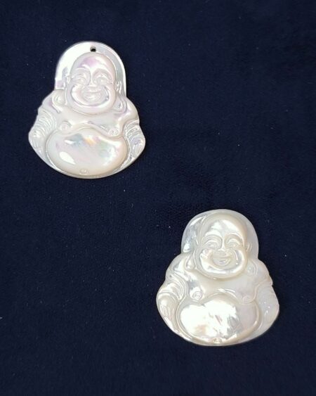 White Mother of Pearl Smiling Buddha Carved Shell Happy Buddha (10pcs)