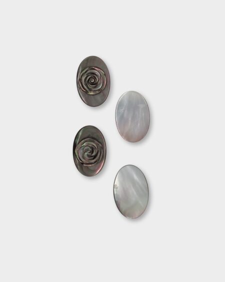 Oval Flower, Black MOP