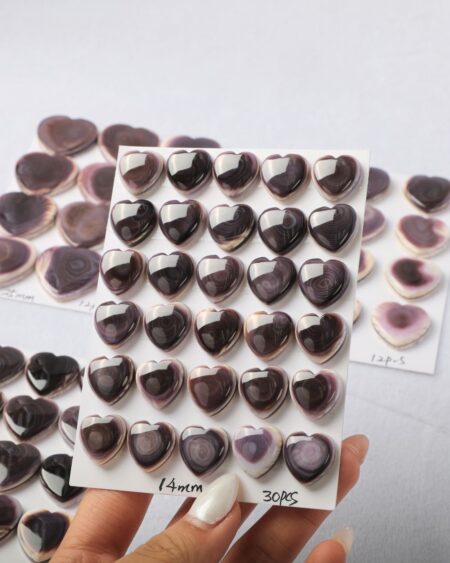 Beautiful Purple Wampum Shell Heart-Shaped Cabochon