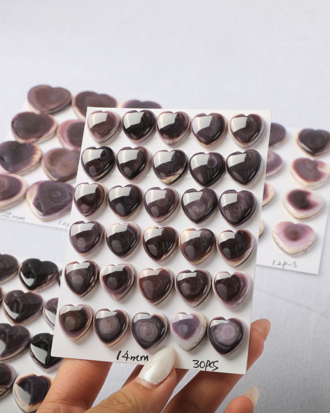Wp6m Shell Beautiful Purple Wampum Shell Heart-Shaped Cabochon - Tai Chung Jewellery