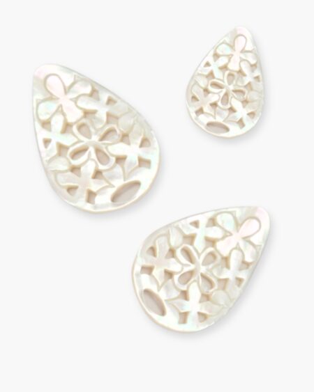Pear Shape Filigree, White MOP
