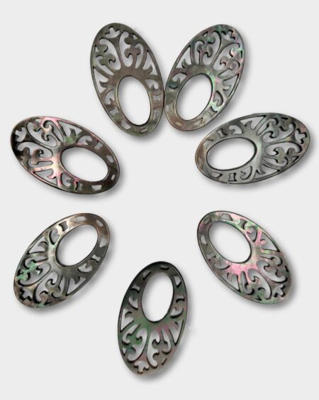 Oval Filigree, Black MOP