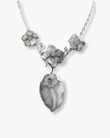 Large Leaf and Delicate Flowers Necklace