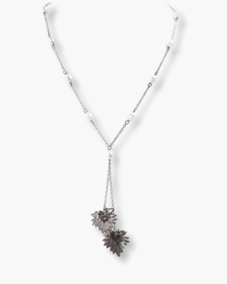 Tiny Leaves with Fresh Water Pearls Necklace