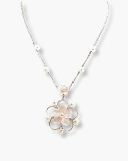 Delicate Tiny Flowers with Filigree Flower Necklace