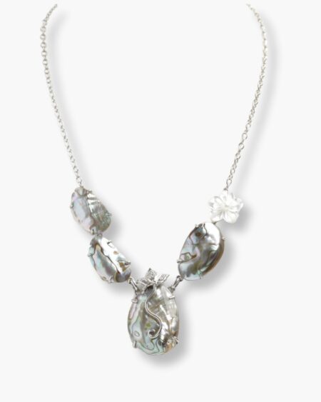 Single Flower and Twinkle Buds of Filigree with Irregular Faceted Necklace
