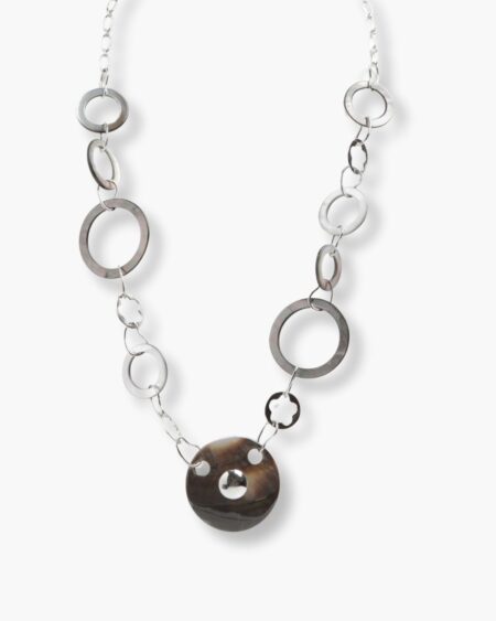 Round Loop Pieces with Flower and Irregular Filigree Necklace