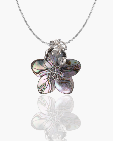 Abalone Shell Flower Pendant Sterling Silver