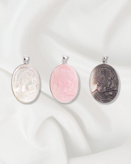 Carved Cameo Silver Pendant