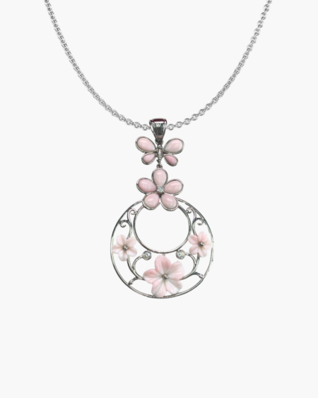 Butterfly And Flowers Pendant