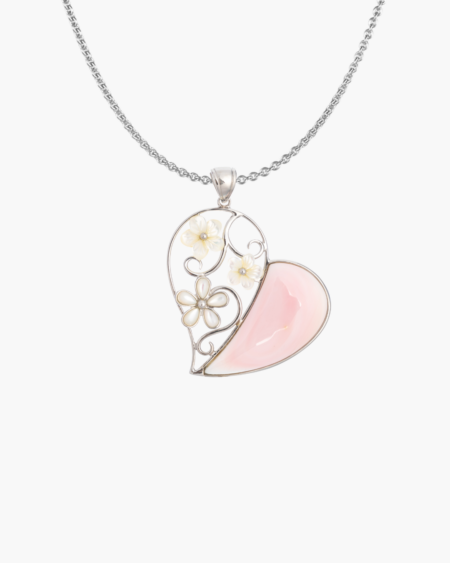 Flower With Half Heart Pendant